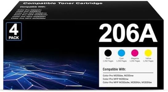 206A Toner Cartridges 4-Pack Compatible Replacement for HP Color Pro M255 M255dw M255nw MFP M282 M282nw MFP M283 M283cdw M283fdn M283fdw Series | W2110A W2111A W2112A W2113A