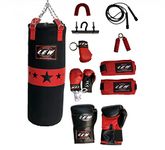 LEW punching bags unfilled punching boxing bag combo sets bags heavy bags 9 Piece Combo Black 20 OZ Heavy Canvas with Hanging Chain.