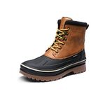 Bruno Marc Men's Winter Snow Boots Insulated Waterproof Warm Fur Lined Outdoor Boots, Brown/Yellow, 11