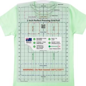 Heat press safe tshirt pressing guide for vinyl alignment and accurate placement full shirt. an all-in-one t-shirt ruler guide for heat press vinyl graphics or an embroidery placement guide