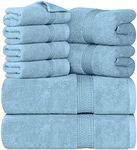 Utopia Towels 8-Piece Premium Towel Set, 2 Bath Towels, 2 Hand Towels, and 4 Wash Cloths, 600 GSM 100% Ring Spun Cotton Highly Absorbent Towels for Bathroom, Gym, Hotel, and Spa (Sky Blue)