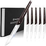 Emojoy Steak Knife Set, 6pcs Steak Knives Set, High Carbon German Stainless Steel, Non-serrated, Dinner Knifes with Gift Box