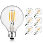 Mastery Mart G25 LED Bulb Dimmable, 2700K Soft White 5.5W[60W Equivalent], E26 Globe Edison Light Bulbs, Edison Vintage Style Decorative Filament Bulb for Bathroom Mirror, UL, Energy Star, 6 Pack