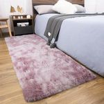 ISMOL Fluffy Area Rug 2x6 Feet Shaggy Bedroom Runner Rug Plush Non-Slip Rug for Living Room Kids Room Modern Soft Furry Carpet for Nursery Room Pink