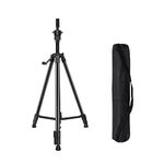 Wig Stand Tripod, Metal Mannequin Head Stand Adjustable 24 - 64 inch for Cosmetology Hairdressing Training (Black)