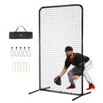 VEVOR I Screen Baseball for Batting Cage, 7x4 ft Baseball Softball Safety Screen, Body Protector Portable Batting Screen with Carry Bag & Ground Stakes, Heavy Duty Pitching Net for Pitchers Protection