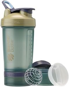 BlenderBottle Shaker Bottle with Pill Organizer and Storage for Protein Powder, Classic V2 ProStak System, 22-Ounce, Tan