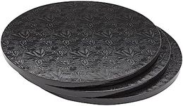 3 Pack 12 Inch Cake Boards for Wedding, Baking, Decorating, 0.5" Thick Foil Corrugated Cardboard for Multi-Layer Treats (Black)