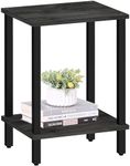 TUTOTAK End Table, Side Table, Nightstand, 2-Tier Storage Shelf, Sofa Table for Small Space, Living Room, Bed Room, Charcoal Grey TB01BY034