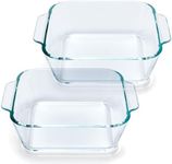 Small Casserole Dishes 2 Pack, 5 Inch Glass Square Baking Dish Individual Portion Baking Pan for Oven Microwave Air Fryer Square Egg, Clear Prep Bowls with Handle