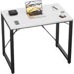 Devoko Computer Desk 80 x 50 x 75 cm, Home Office desk, Study Writing Small Desks, Laptop Table for Home Workstations, Industrial Design Black Desk Metal Frame, White