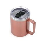 Volhoply 14oz Insulated Stainless Steel Coffee Mug with Leakproof Lid,Double Wall Vacuum Travel Coffe Cup with Handle,Reusable Metal Thermos Tumbler,Camping Mugs Keep Hot,Christmas Gifts(Rose Gold,1)