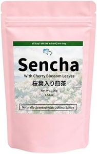 Sakura Green Tea Loose Leaf – Japanese Sencha with Cherry Blossom Leaves – Floral Green Tea from Japan – No Artificial Flavoring – Hot or Cold Brew