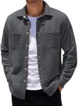 COOFANDY Mens Shacket Long Sleeve Shirt Jacket with Pockets Lightweight Quilted Overshirt