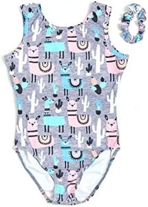 Destira Gymnastics Leotards for Girls, Llama Llove, Super Soft Leotards for Women and Girls with Matching Scrunchie, Gymnastics, Dance, Cheer, Yoga, and More, Child XX-Small (3x)