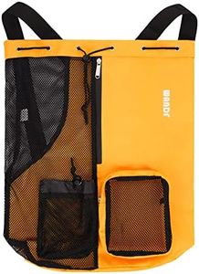 WANDF Swim Bag Mesh Drawstring Backpack with Wet Pocket Beach Backpack for Swimming, Gym, and Workout Gear(XL-Orange)