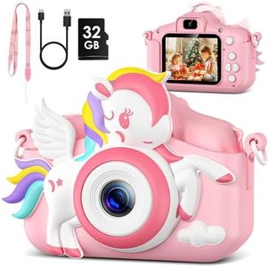 Kids Camera -Kids Camera for Girls,Christmas Birthday Gifts for Girls Portable Toy for 3 4 5 6 7 8 9 Year Old Girl Selfie 1080P HD Video Camera with 32GB SD Card -Pink