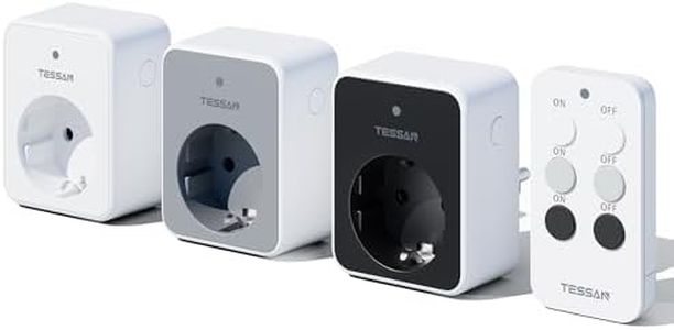 TESSAN Presa con Telecomando, 3+1 Insieme Presa Telecomandata, 3600W Prese Telecomandate, 30,5M Presa con Telecomando a Distanza, Viene fornito con batteria Prese con Telecomando, bianco grigio nero