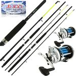 Lidsters 2 Sea Fishing Boat Max Rods 6FT Yellow Tip + JD300 Multiplier Reels 20lbs,Yellow,Blue,Black