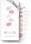 ohora Semi Cured Gel Nail Strips (N Rose Diamond) - Pink, Patterned, Works with UV/LED Lamps, Salon-Quality, Long Lasting, Easy to Apply & Remove - Includes 2 Prep Pads, Nail File & Wooden Stick