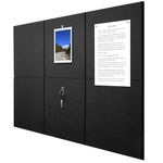 G Gamit Felt Wall Tiles Bulletin Board Large Cork Board Alternative 6 Pack 11.81”x11.81”x0.47” Felt Pin Board Tack Board with Safe Removable Adhesive Tabs for Home Office School 36x24 (Black)