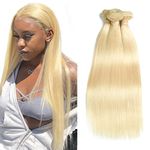 Forawme Hair 8A Brazilian #613 Hair Weaves Blonde Straight 3 Bundles/Lot 10 12 14 Inch Short Human Hair Weft