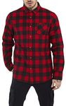 BRAVE SOUL 'Jack' Brushed Flannel Check Shirt - Long Sleeved (Red/Black - M) M