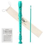 Eastar Soprano Recorder Instrument for Kids Beginner, German Fingering C Key Recorder Instrument 3Piece with Cleaning Kit, Thumb Rest, Cotton Bag, Fingering Chart, ERS-21GSB, Sky Blue, School-Approved