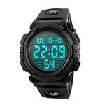 Digital Sports Watch with Pedometer-50m Waterproof Men Sports Watches-Black Big Face Led Military Wrist Watch with Alarm/Countdown Timer/Dual Time/Stopwatch/12/24h Format for Man