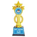 Gifts Bucket Teachers Day Gift Best Teacher in The World Star Award Trophy_9.75 x 3.50 x 2.50 inches Gift for Sir, Mam, Principal, Science Hindi Match English Physics Teacher