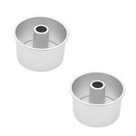 Yardwe 2pcs Chiffon Cake Mold Angel Food Cake Pan Non- Stick Chiffon Tube Pan for Oven Baking Silver