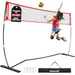 Volleyball Net, 12FT Freestanding Volleyball Net for Backyard, Height Adjustable Portable Volleyball Net with Carry Bag, Professional Volleyball Practice Training Set for Indoor and Outdoor
