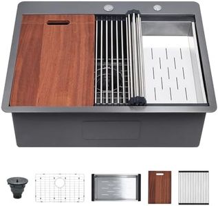 Davivy 28 x 22 x 10 Inch Black Drop in Kitchen Sink,16 Gauge Gunmetal Black Stainless Steel Kitchen Sink,28 Inch Workstation Kitchen Sink,Topmount Kitchen Sink Deep Single Bowl Kitchen Sink