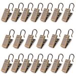 BEELY 20 Curtain Clips w/Hook - Antique Brass