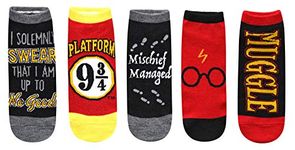 Harry Potter Solemnly Swear Muggle Platform 9 3/4 5 Pack Ankle Socks, Multi, 4-10