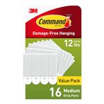 Command Medium Picture Hanging Strips, Damage Free Hanging Picture Hangers, No Tools Wall Hanging Strips for Back to School Dorm Organization, 16 White Adhesive Strip Pairs(32 Command Strips)