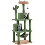 Yaheetech Cactus Cat Tree, 158cm Multi-level Cat Scratching Posts with Perch, Hammock and Dangling Ball, Cat Climbing Tower for Pets Kittens