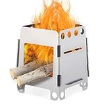 Lixada Camping Wood Stove Portable Lightweight Compact Camping Stove Folding Alcohol Solo Stove for Outdoor Cooking(Titanium/Stainless Steel)