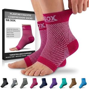 SB SOX Plantar Fasciitis Compression Socks – Arch Support Sleeve for Heel Pain Relief, Achilles Tendonitis & Foot Pain – Toeless Ankle Compression, All-Day Comfort (Pink, X-Large)
