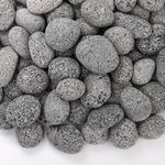 SOUJOY 10lbs Lava Rocks for Fire Pit, 1''-2'' Black Tumbled Natural Lava Stones, Smooth Lava Pebbles for Natural Gas, Fireplace, Propane, Wood, Electrical Firepits & Grills