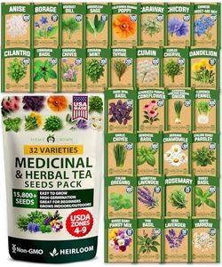 HOME GROWN Herb Seeds 32 Medicinal Herbs and Tea Variety Pack – Annual & Perennial Herb Seeds for Planting Indoors & Outdoor – Non-GMO, Heirloom Seeds, Easy to Grow, High Germination Garden Kit