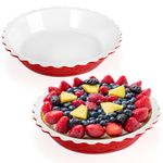 Hacaroa 2 Pack 11 Inches Ceramic Pie Pans for Baking, 55 Ounce Pie Dish, Round Deep Baking Dish Plates for Fruit Pies, Pumpkin Pies, Crisps, Quiches, Microwave, Oven, Dishwasher Safe, Red