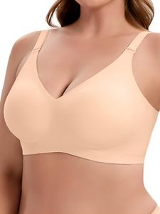 Dreamcountry Women's Seamless Bra, Supportive Ultra Comfortable Wireless Push Up Bra, S-4XL T-Shirt Bras for Women, Nude, 4X-Large Plus