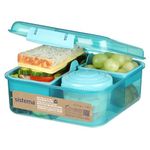 Sistema Bento Box | 1.25 L | School Lunch Box with Compartments & Snack Pot | BPA-Free | Made Using Ocean Bound Plastic | Teal Stone | 1 Count