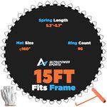 ULTRAPOWER SPORTS Trampoline Mat Replacement 15FT Replacement Trampoline Mats 15 FT 96 Rings Jumping Mat for 96 Springs 5.3"-5.7" Springs 8 Row Stitch Anti-UV Wear-Resistant Hook Gloves