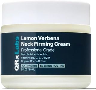 QRxLabs Lemon Verbena Neck Firming Cream – Tightening & Lifting Moisturizer for Loose, Wrinkled or Sagging Skin on Neck, Decollete & Chest – Best to Prevent Turkey/Crepe Neck – 2 fl oz