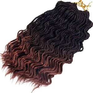 Wavy Senegalese Twist Crochet Braids 6packs/lot 36cm 35Strands/Pack Synthetic Kanekalon Crochet Hair Curly Havana Mambo Twist Braiding Hair (36cm, T1B/30)