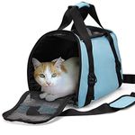 ZaneSun Small Cat Carrier,Soft-Sided Pet Travel Carrier for Small Cats,Dogs Puppy Rabbit Hamster Comfort Portable Foldable Pet Bag Airline Approved (Small-Blue)