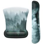 ITNRSIIET Mouse Pad Wrist Support Keyboard Wrist Rest Pad Ergonomic Mousepad Non-Slip Memory Foam Keyboard Pad Easy Typing Pain Relief Perfect for PC Laptop Gaming Office,Fog Forest