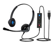 VoicePro 20 Double Ear Professional USB Call Center/Office Headset with Noise Canceling Microphone and in-Line Call Controls. Compatible with Skype, Dragon, Teams, Zoom, Cisco Jabber, Avaya X + More